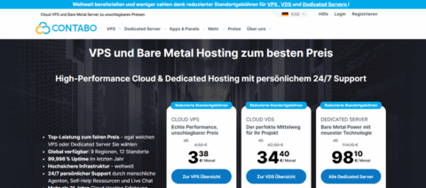 Contabo Screenshot der Homepage