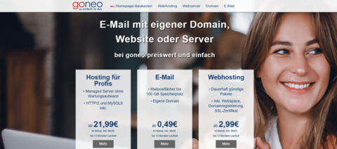 goneo Screenshot der Startseite